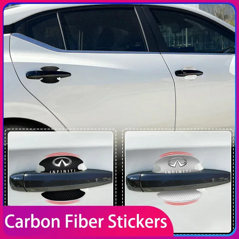

Carbon Fibre Car Door Bowl Handle Protector 4PCS Anti-scratch Sticker Car Accessories for Infiniti Q50 FX35 Q30 G37 Q70 QX70 G35
