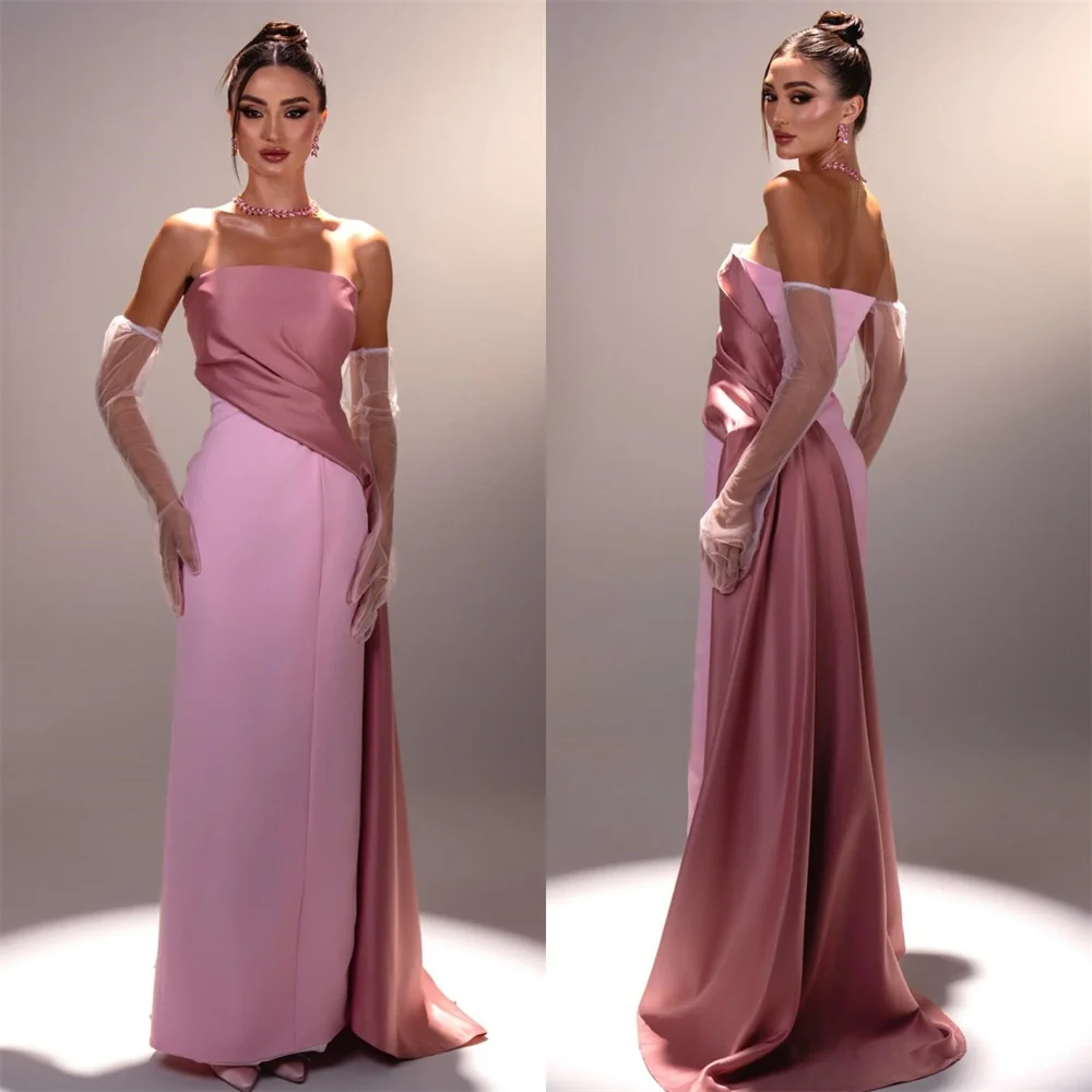 

Доступны подходящие размеры по индивидуальному заказу Плиссированные прямые длинные платья без бретелек Платья для особых случаев на заказ Китайский стиль Высокое качество