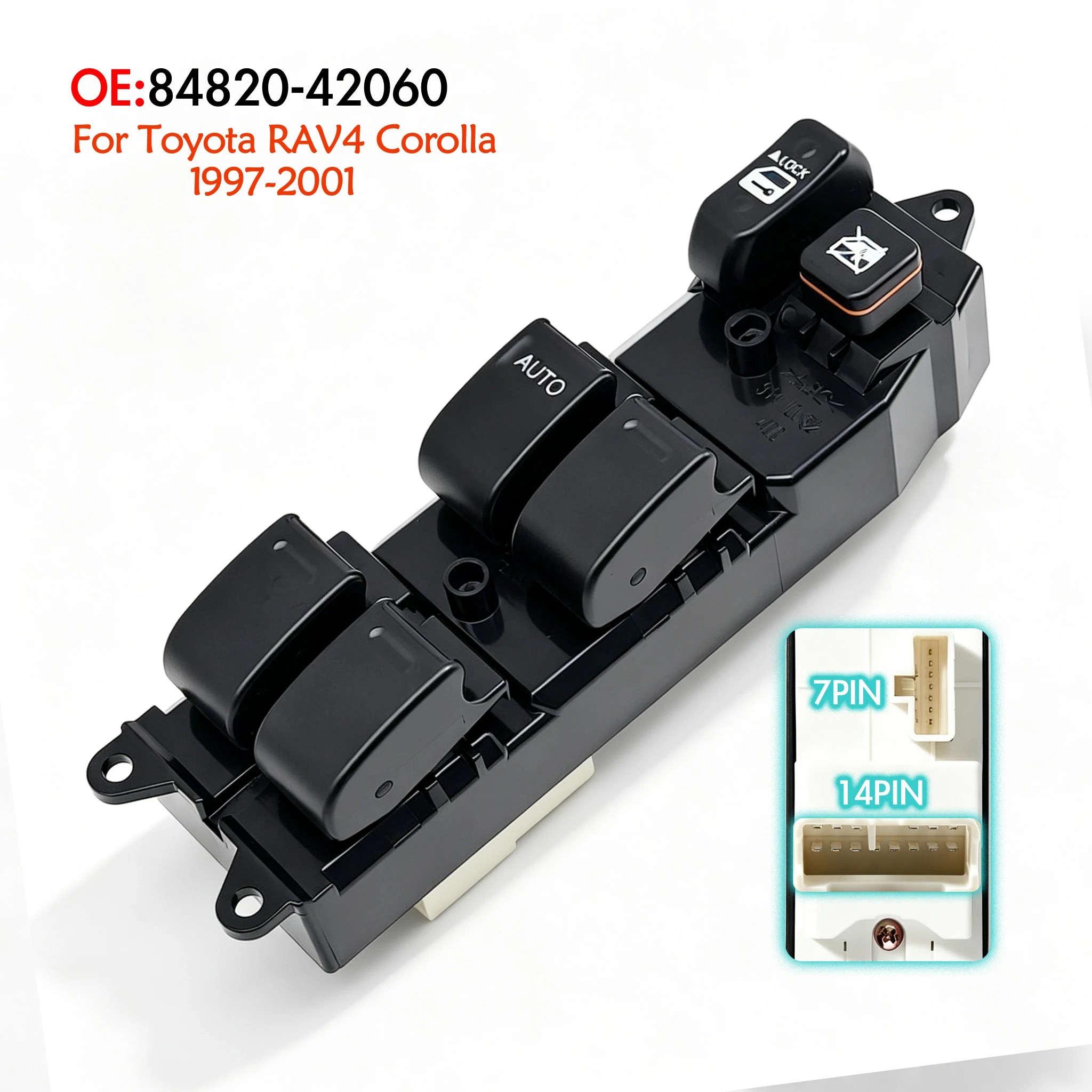 84820-42060 For Toyota RAV4 Corolla 1995-2004,Front Left Driver Side Electric Master Window Switch Glass Lifter Control Button