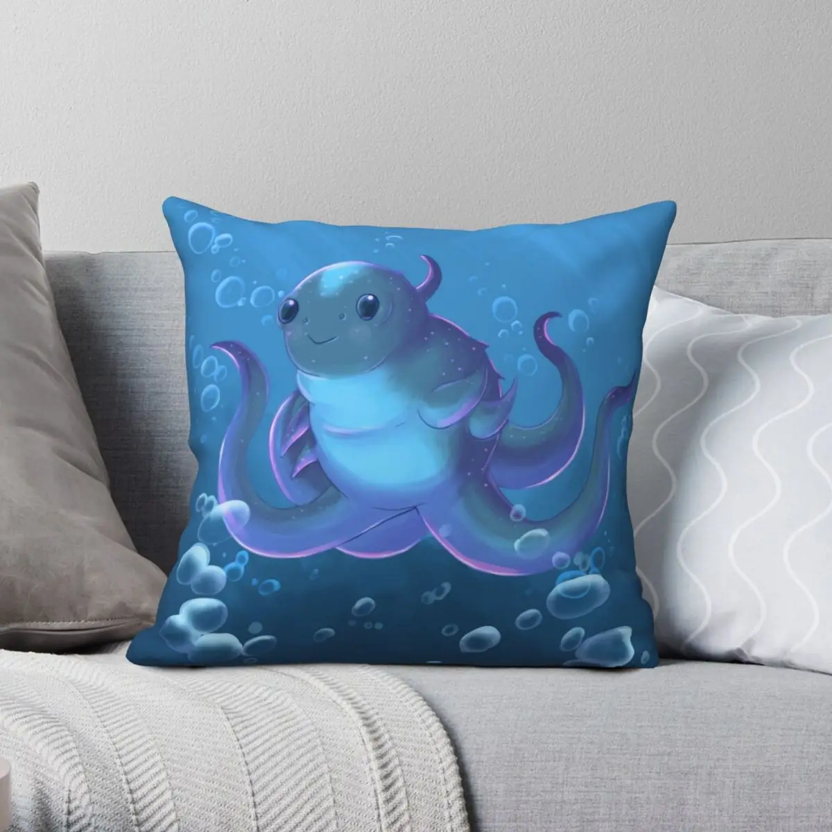 

Cuddlefish Pillowcase Polyester Linen Velvet Pattern Zip Decorative Throw Pillow Case Sofa Seater Cushion Cover