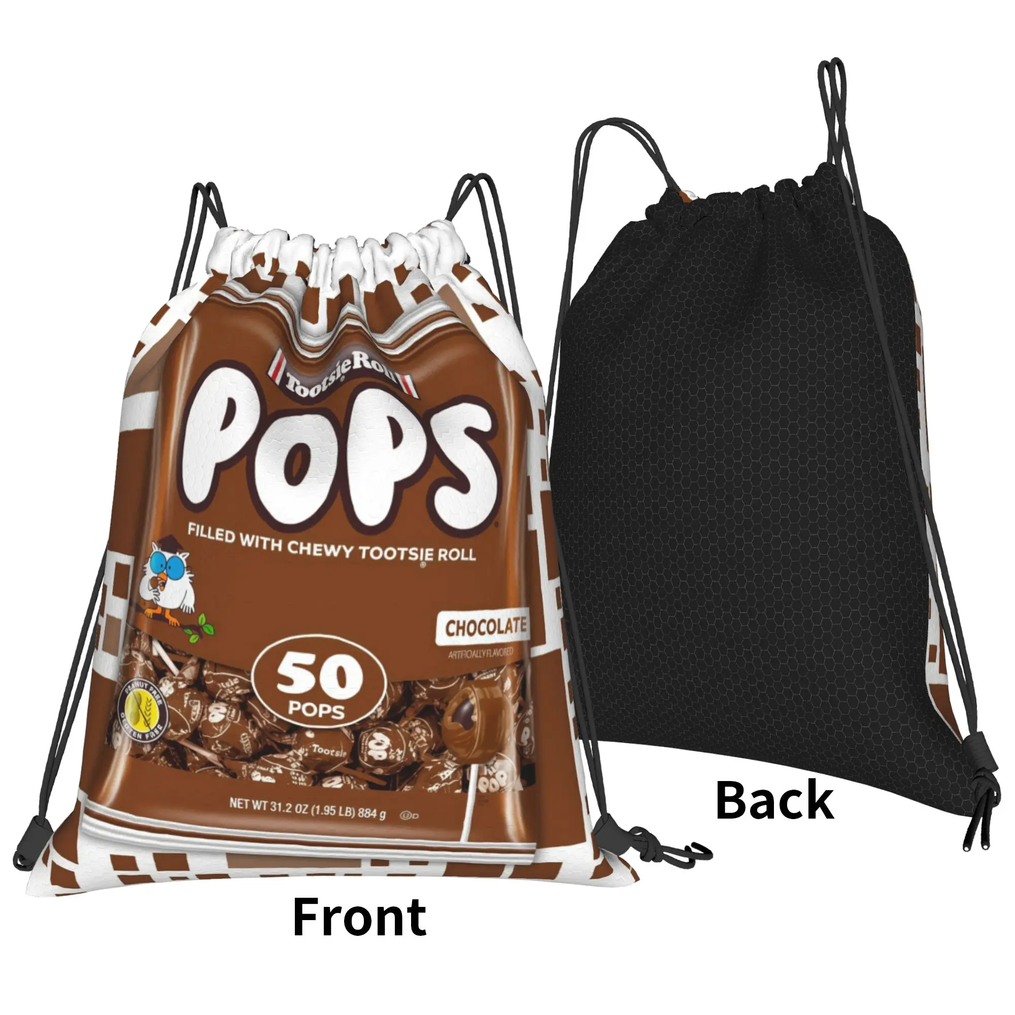 tTootsie Pops Chocolate Flavor Portable Travel Riding Gym Drawstring Storage Sporty Backpacks