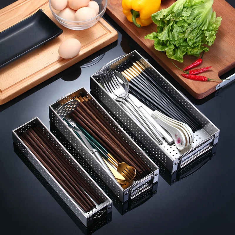 Chopsticks storage box 304 stainless steel tableware sorting box disinfection cabinet chopsticks storage drawer