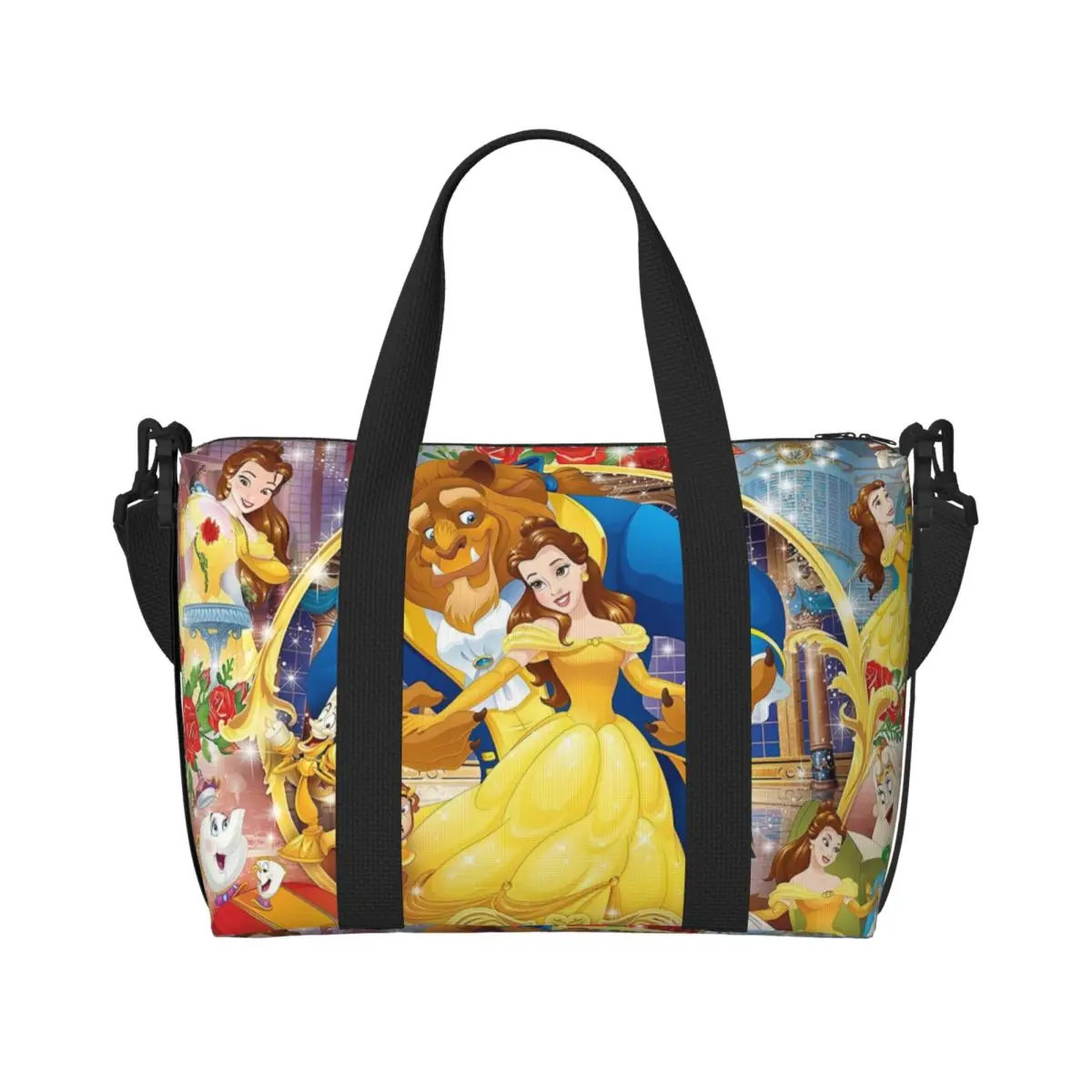 

Beauty And The Beast Beach Tote Bag Women Extra Large Gym Carry On Romantic Fantasy Song And Dance Movies Travel Shopping Bags
