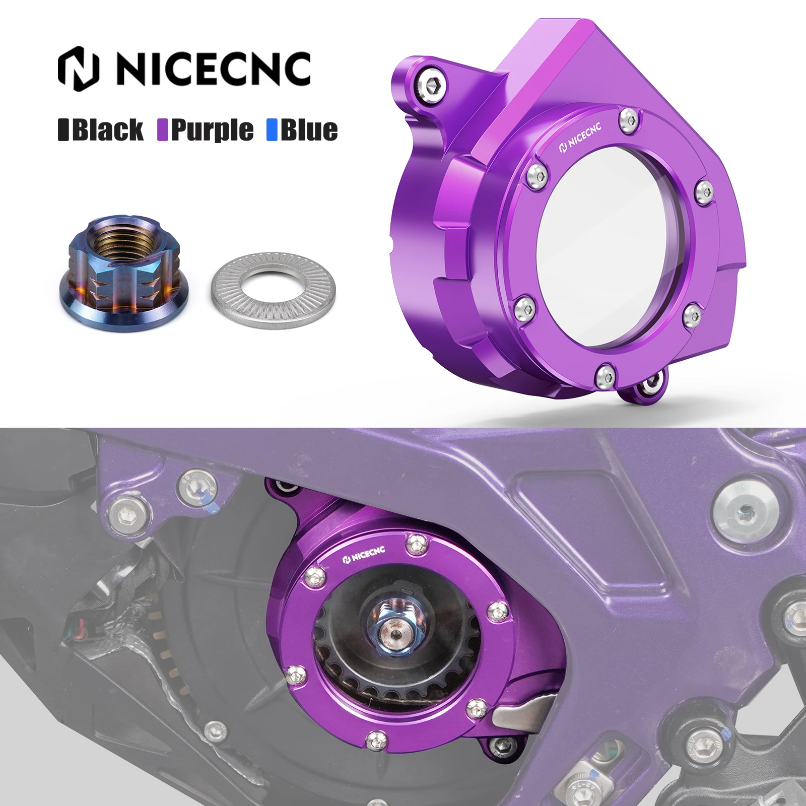 NICECNC For Surron Light Bee X Electric Bike Engine Case Saver Motor Pulley Guard Cover Light Bee S Primary Belt Pulley Nut Kit