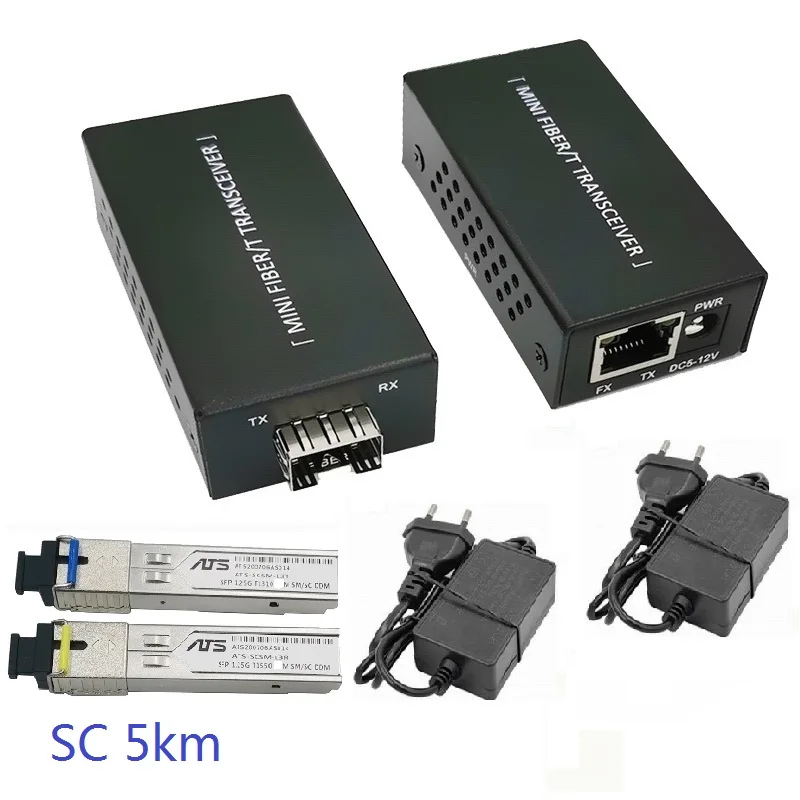 Gigabit Media Converter 1 SFP to 1 RJ45 UTP Mini Size Gigabit Ethernet Fiber Switch for IP Cameras