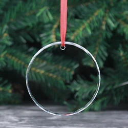 Wholesale Clear Round Facet Hanging Glass Ornaments Party Favors Christmas Tree Decoration