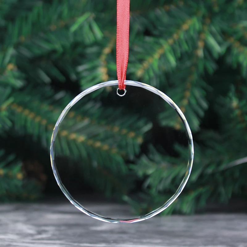 Wholesale Clear Round Facet Hanging Glass Ornaments Party Favors Christmas Tree Decoration