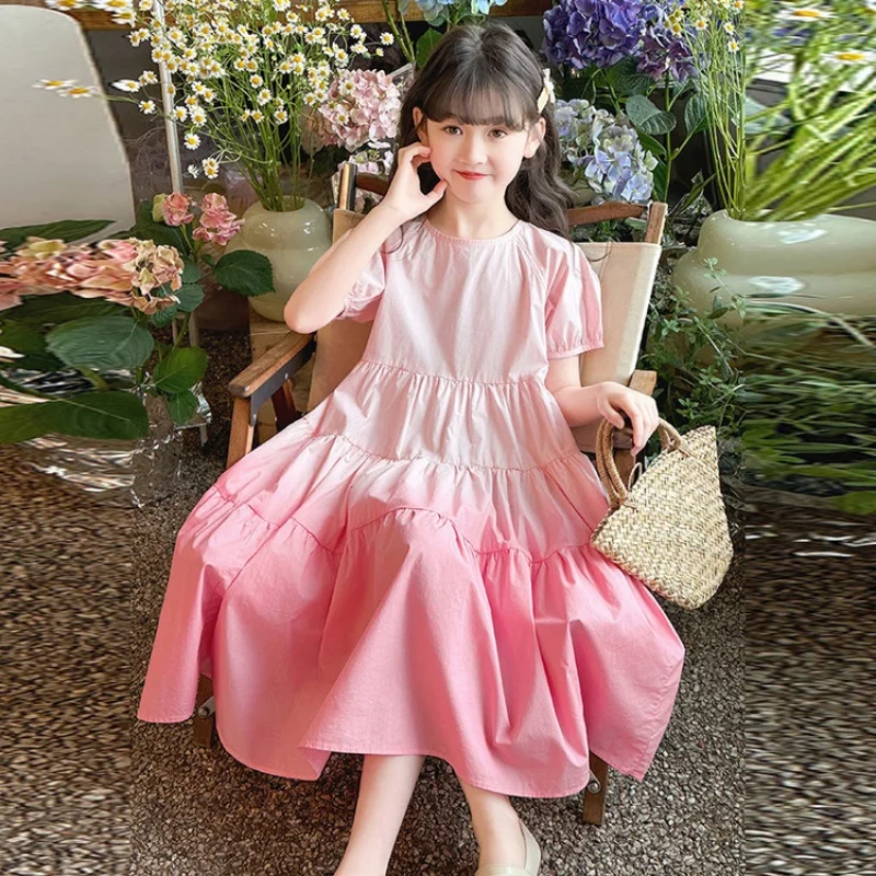 فستان بناتي متدرج - ألوان، فستان أميرة طويل بأكمام قصيرة وصل حديثًا لصيف 2025، رقيق ومناسب للأعمار من 7 إلى 1 #4