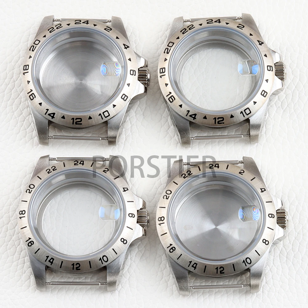Silver 39mm NH35 Watch Case Sapphire Glass for Explorer NH34 NH35 NH36 NH38 Movement 28.5mm Dial Solid 316L Stainless Steel Case
