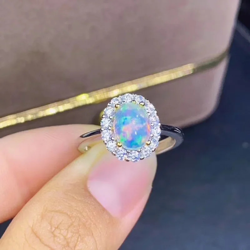 

Natural Opal Ring S925 Sterling Silver for Women Party Anniversary High Jewelry Rings for Women Engagement