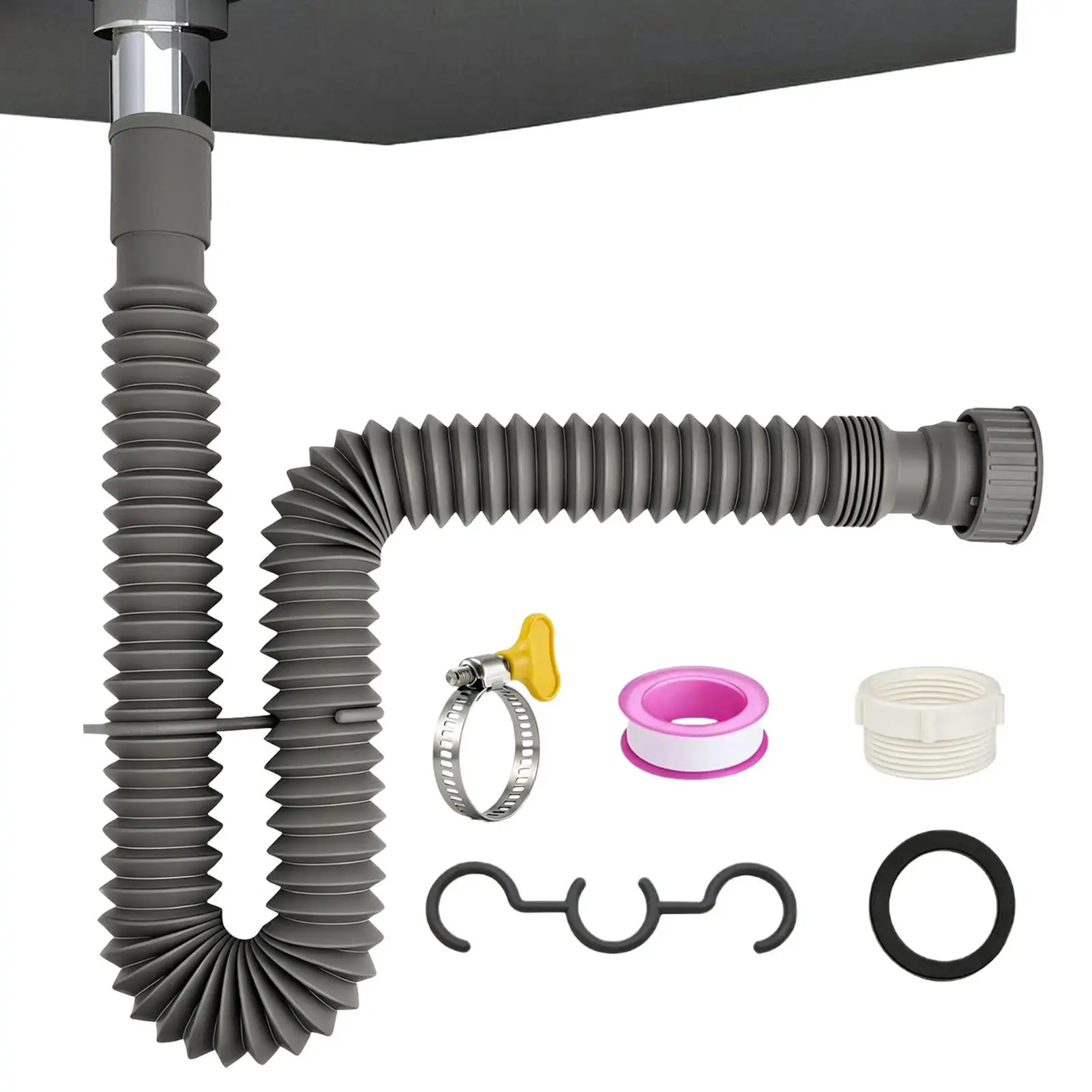 Plug-in and Use Extended Hose Thickened Anti-corrosion and Deodorant Bathroom Sink Drain Pipe Washbasin Corrugated Plastic Pipe