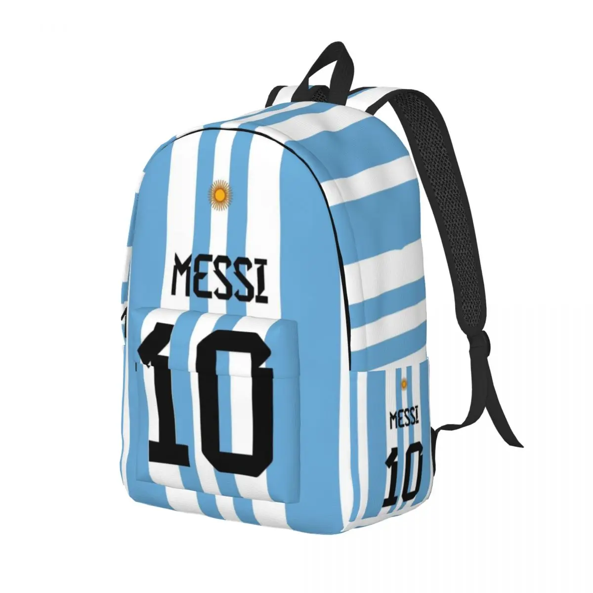 Argentina-No.10-Messi Para Meninas Meninos Mochila de estudante moderna, totalmente impressa e confortável.