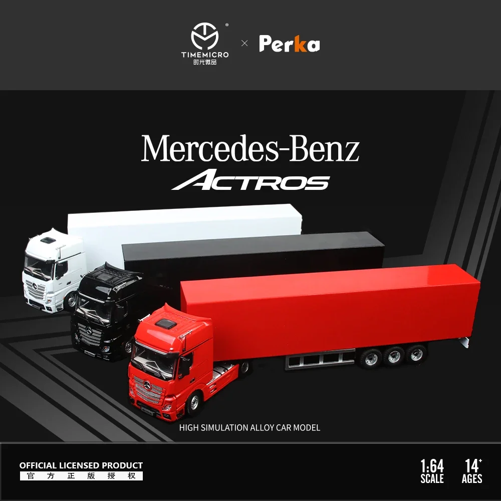 1:64 Mercedes-Benz Actros container truck transport truck alloy die cast static display car models, adult collection, room decor