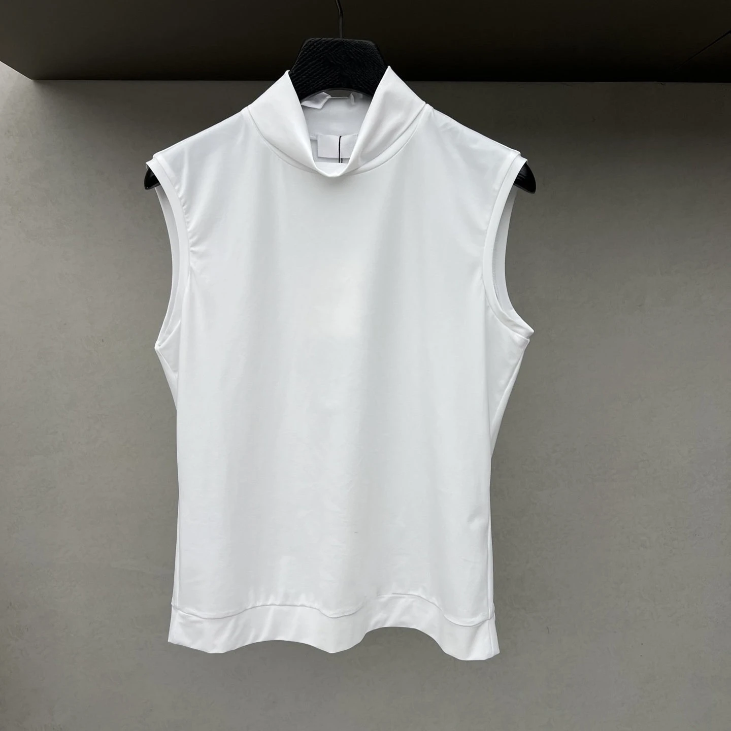 Women's Golf Mock Neck Tank Top 2026 Fall New Korean Style Versatile Stretch Casual Sporty Letter Logo Breathable QuickDry Soft