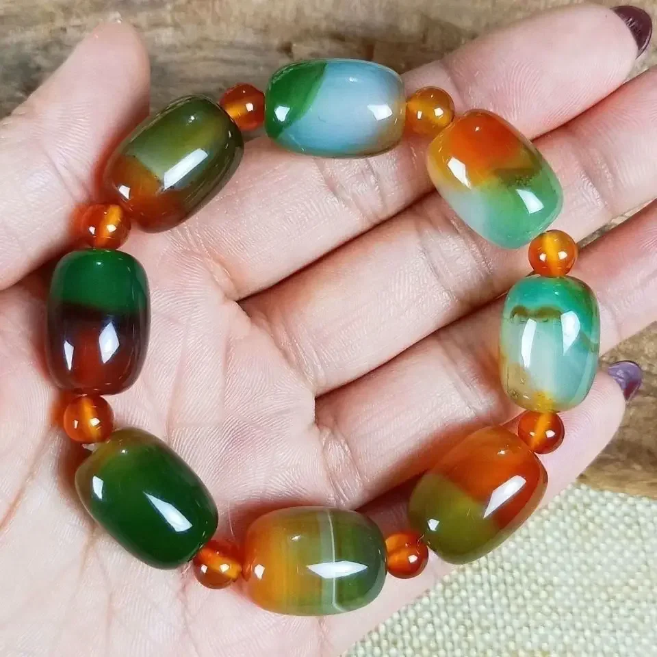 Yuhua stone malachite green agate bucket beads bracelet agate bracelet transshipment men and women gifts