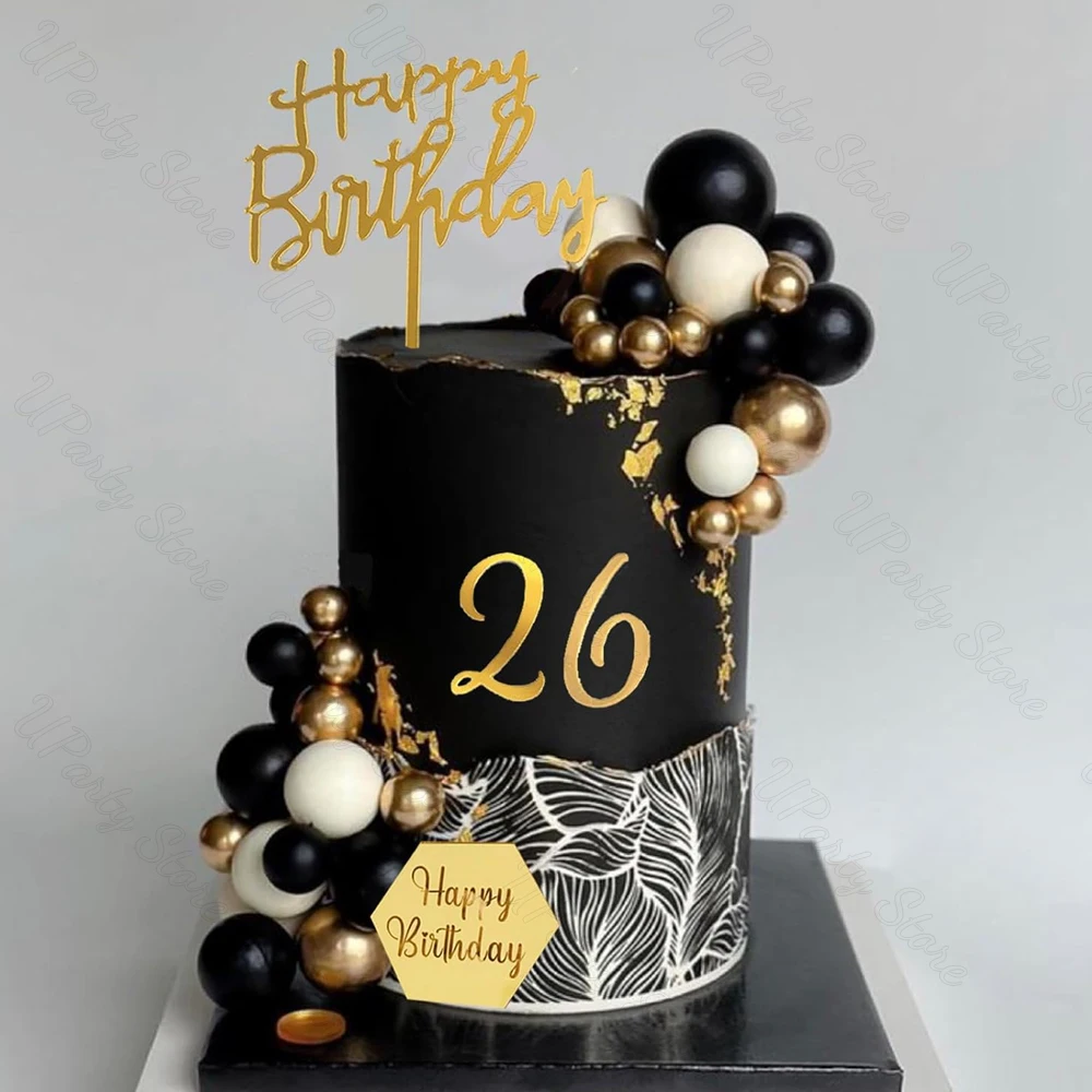 0-9 Cake Numbers Toppers Acrylic Mirror Gold Number Happy Birthday Cake Topper for Wedding Birthday Anniversary Cake Decoration