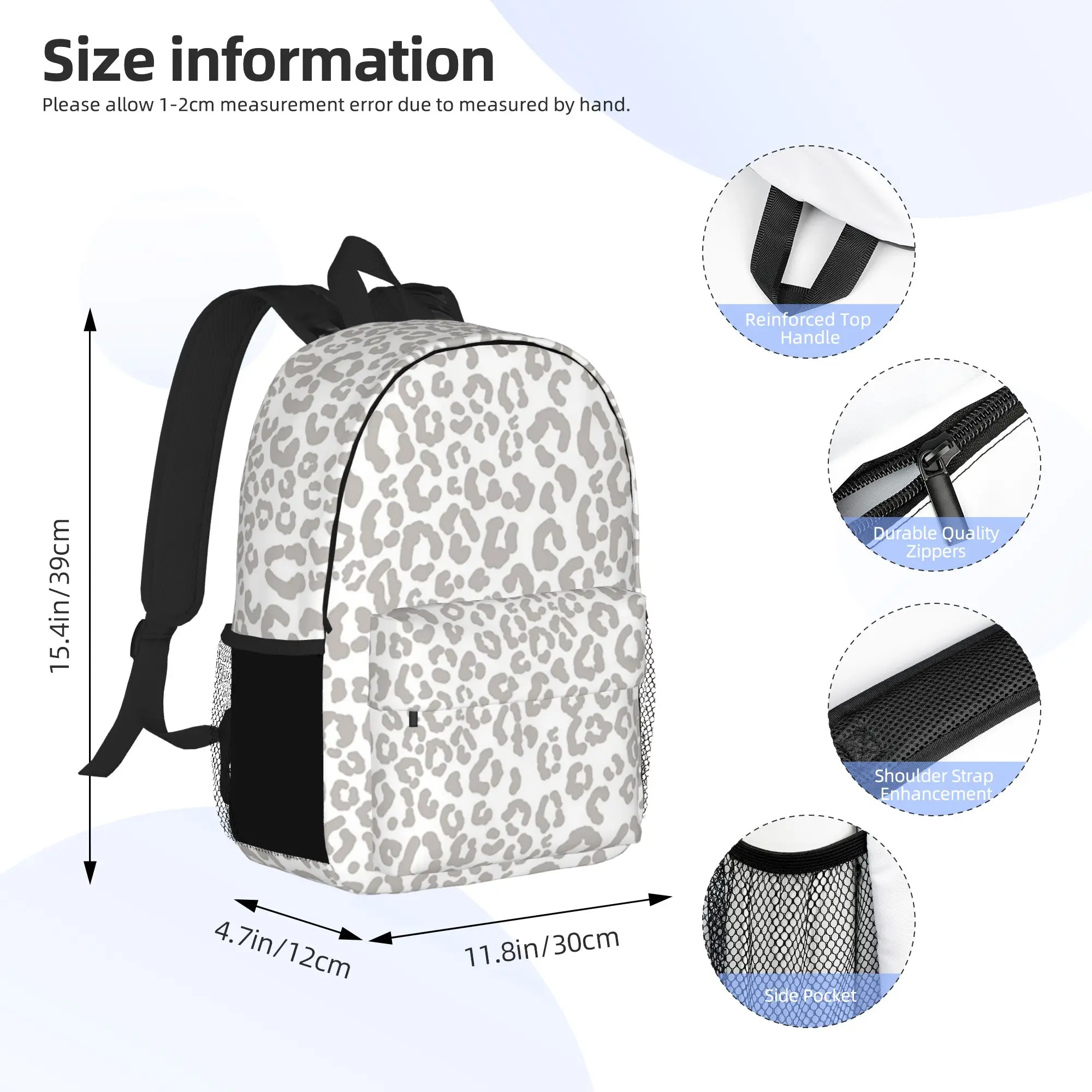 Light Leopard Pattern Backpack Hot Sale Daypack Large Capacity Boys Girls BookBag Shoulder Bags for Men Women School Bag