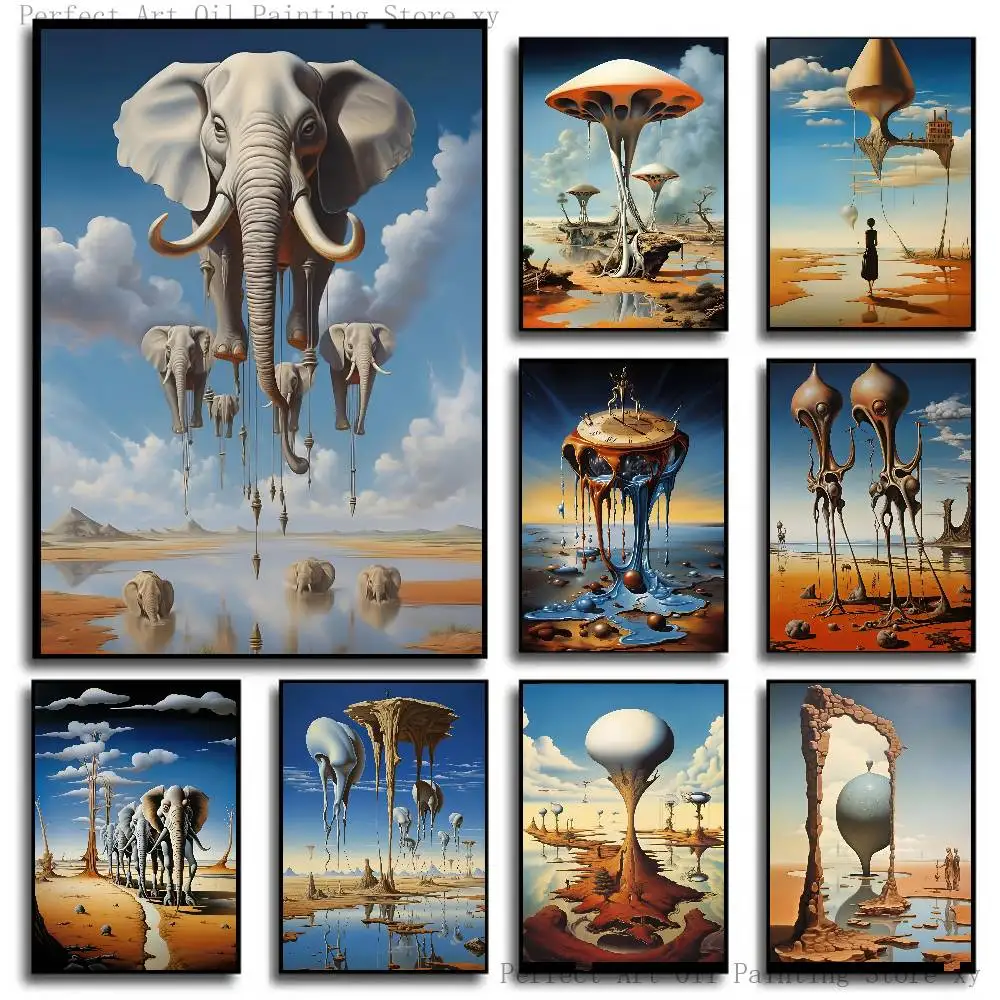 Surrealism Salvador Dali Poster Self-adhesive Art Room Entrance Restaurant Wall Decor Art Painting