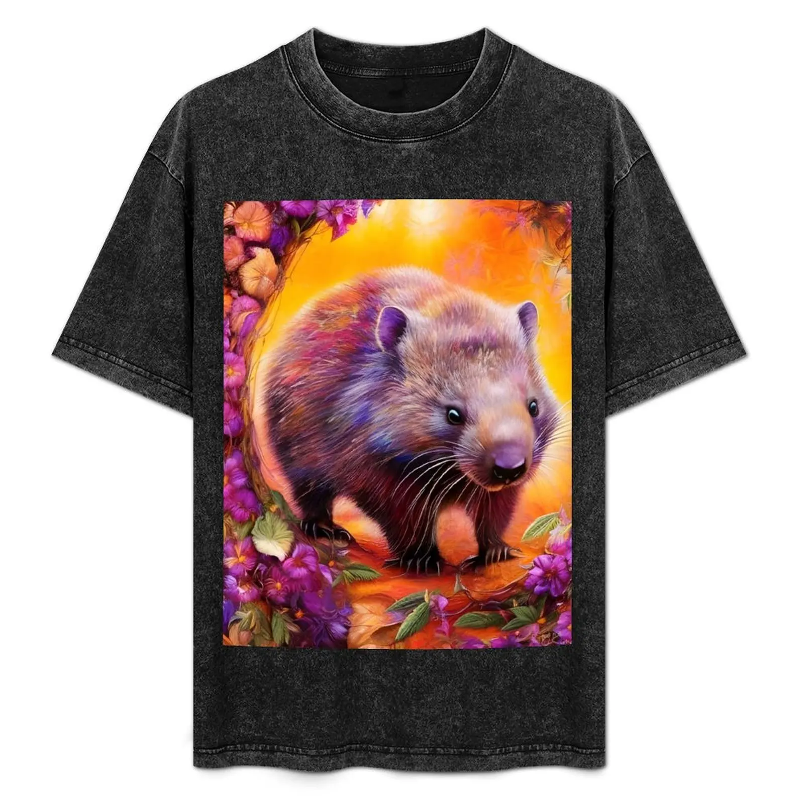 

Wombat flower queen T-Shirt Casual Fashion Short Sleeve Cotton T-Shirt
