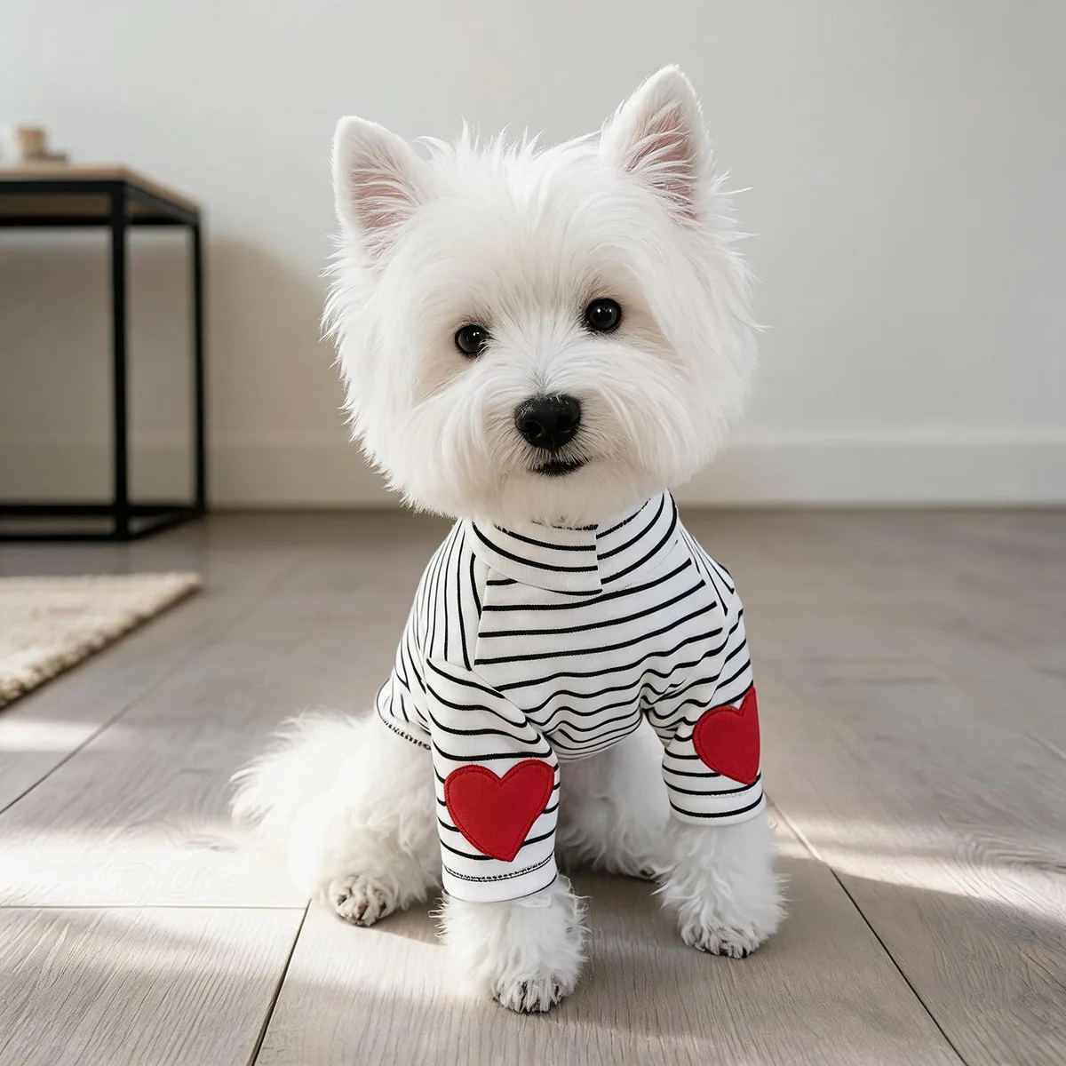 Simple Versatile Heart Pattern Pet Vest Warm Cold Resistant Winter Shirt for Small Dogs Cute Cats Basic Layer Pet Clothes