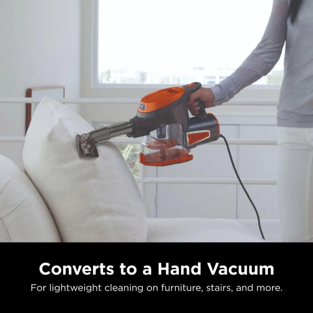 HAOYUNMA-Foguete Ultra-Light com fio Bagless Vacuum para tapete, limpeza do piso duro com direção giratória, cinza e laranja, HV301