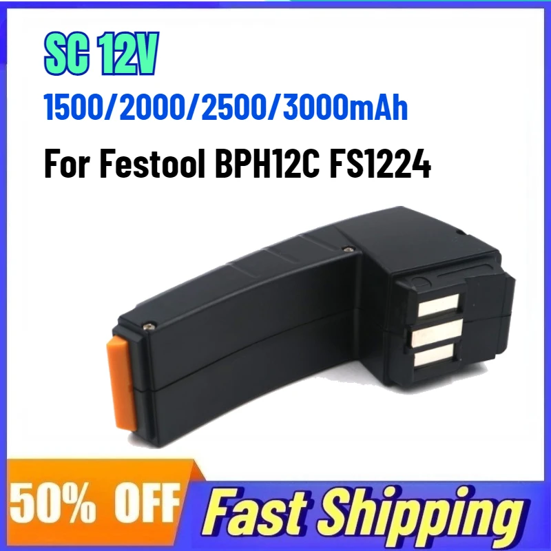 

SC 12V 3000mAh Rechargeable Battery for Festool BPH12C FS1224 Electric Drills Impact Lithium Battery
