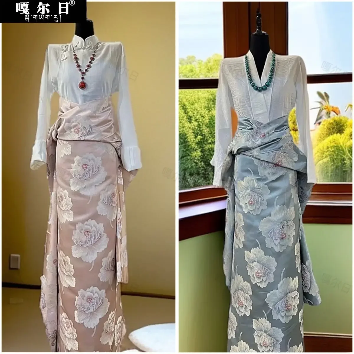 Wiosenne popularne damskie tibetskie szaty, ekskluzywne tradycyjne haftowane ubrania etniczne w stylu pot zhuang.