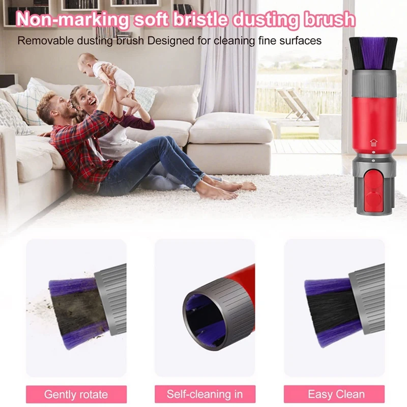 【مشعبية】أداة رأس وخرطوم فرشاة ناعمة بدون أثر لملحقات فرشاة إزالة الغبار للمكنسة الكهربائية Dyson V7 V8 V10 V11 V12 V15