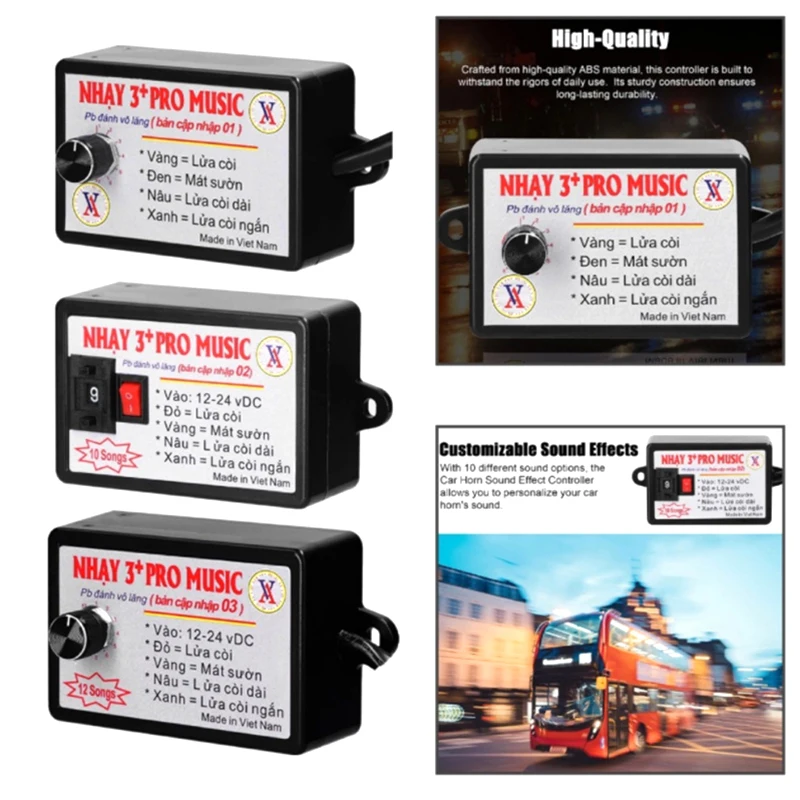 

NEW High-end 12V-24V 8＆12 Sound Musical Electronic Horn Controller 3+ Pro Horn Speaker Sound Control For Car Truck Marine Boat