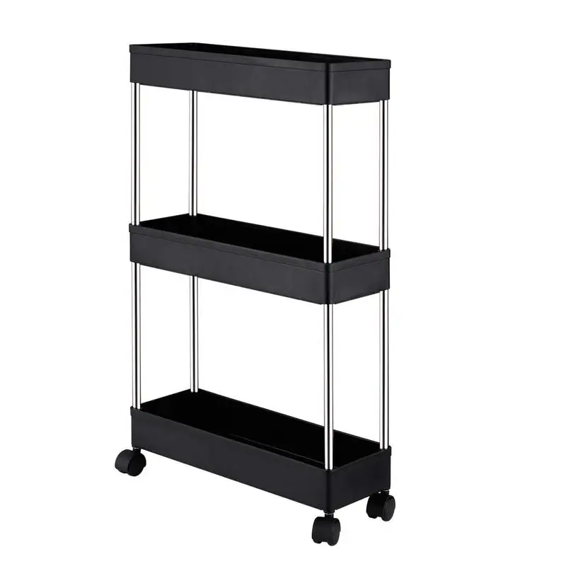 

3-Tier Thin Storage Cart Slim Storage Trolley With Wheels Narrow Storage Shelves On Wheels Slide Out Organizer For Narrow Places