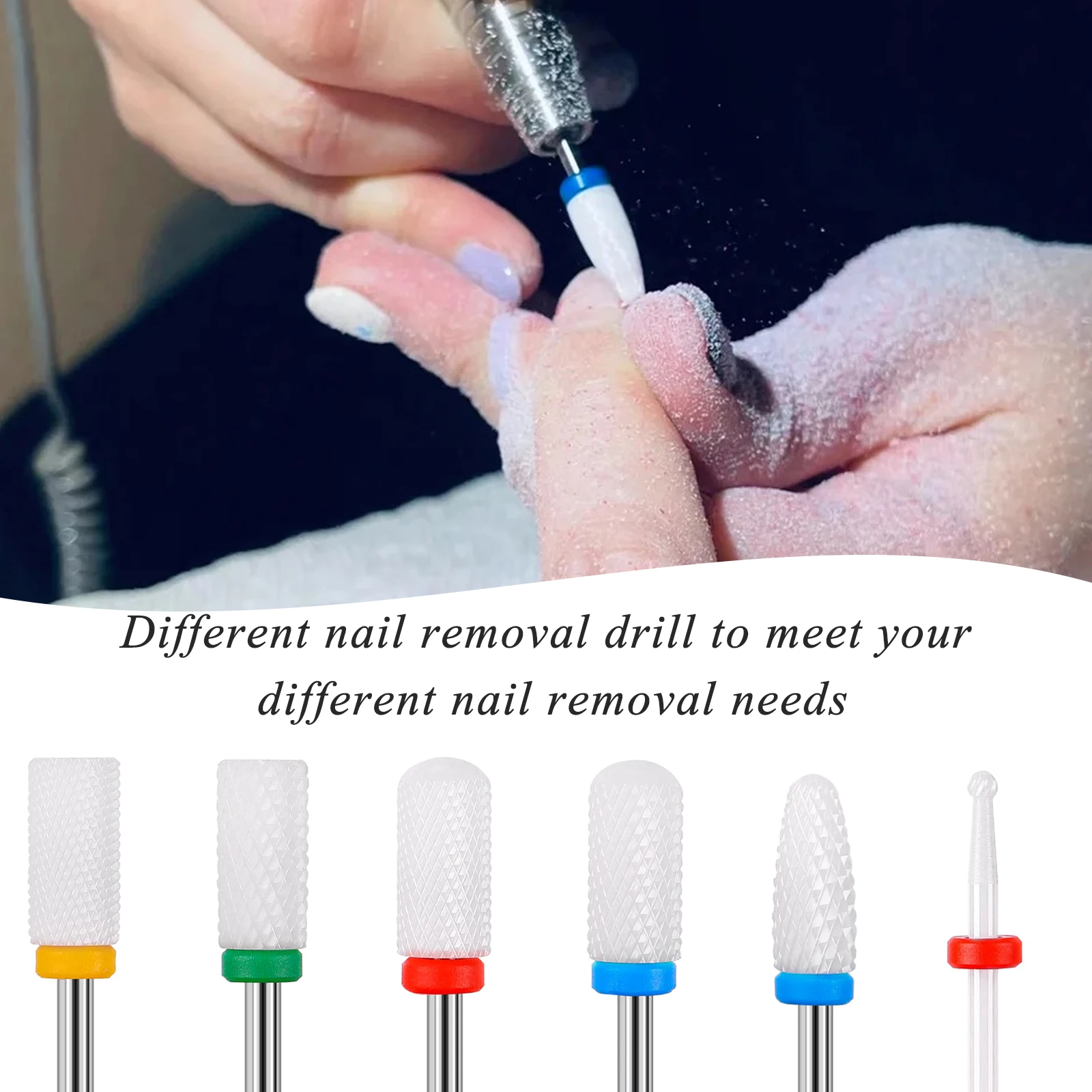 Juego de cabezales de molienda de cerámica, brocas para pulir cutículas, adecuadas para herramientas eléctricas rotativas Dremel, accesorios para uñas Dremel, 6 uds.