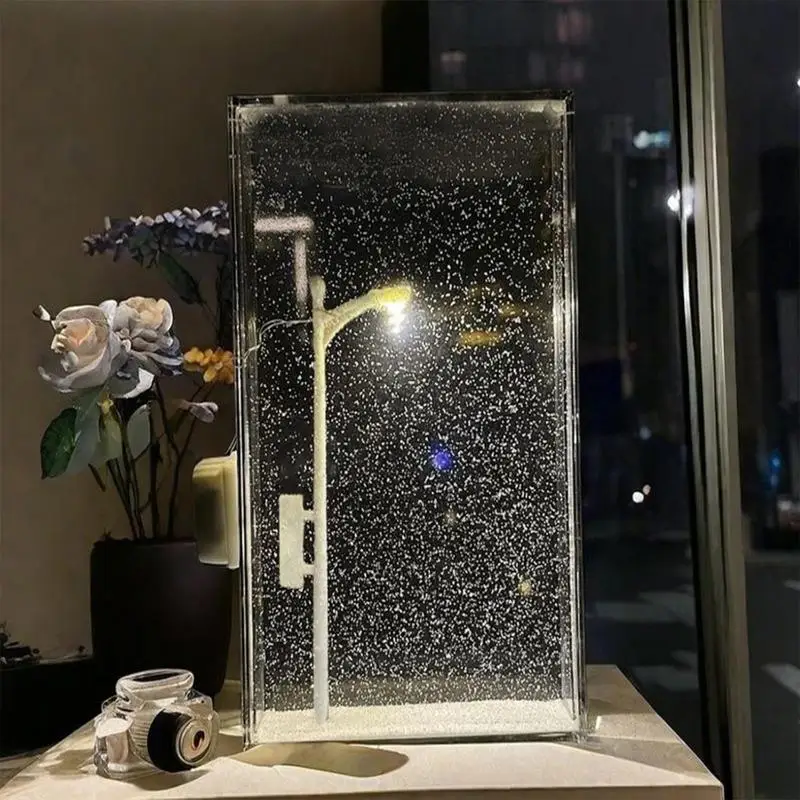 Snowy Night Street Lamps Handmade Snow Scene Night Light Christmas Light-Up Kit Bedside Lamp Diys Toys Desktop Arts Crafts Decor