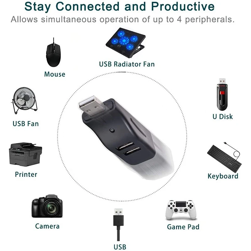 Hub USB 2X a 4 porte, Mini USB 2.0 Data Hub Splitter piccolo portatile, per PC, Laptop, Notebook PC, XPS,Imac e altro ancora