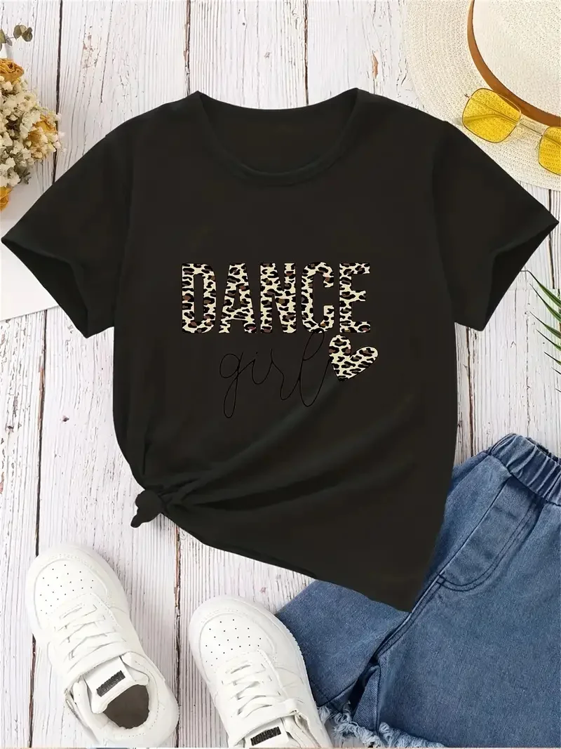 Dance Crew Neck Casual Short Sleeve Print Funny Designer shirt Vintage Summer Graphic T-shirt for Women