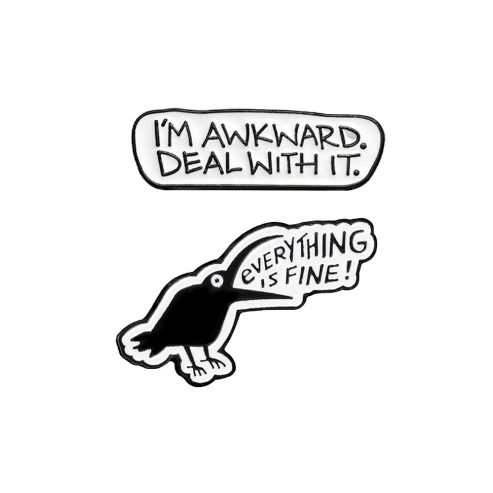 Funny Self Deprecating Style Brooch Set I'm AWKWARD 