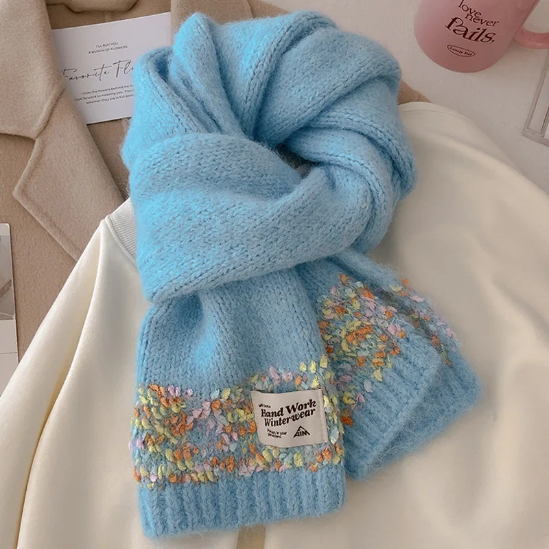 

Новинка 2023 года, цвет допамина, радужный шарф из бисера, женский зимний теплый пушистый шарф на шею