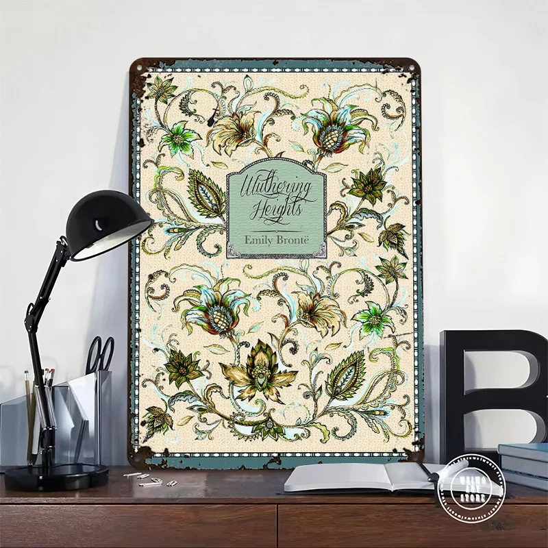 Wuthering Heights Illustration Tinplate Poster Custom Wall Art Vintage Metal Signs Retro Tin Plaque for Bedroom Decorations Home