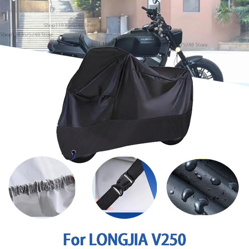 

Motorcycle Full Covers For LONGJIA V250 Car Outdoors Sun Protection Dust No Ear Thickened Oxford Clothcover Accessories