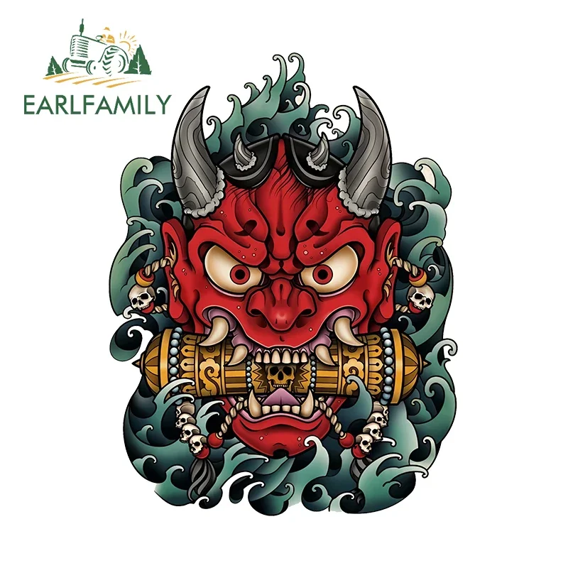 

EARLFAMILY 13 см x 9,8 см красное лицо демон кусающий автомобильные наклейки на заказ мультфильм фургон авто наклейка забавный кондиционер декор для доски для серфинга