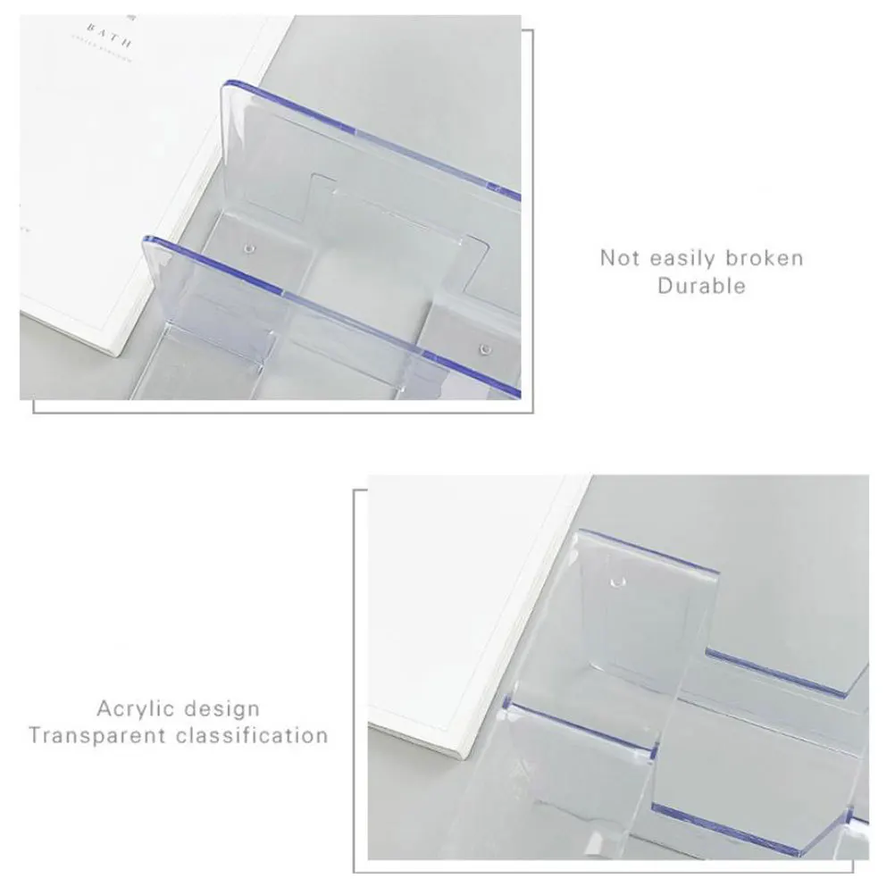 

Clear Acrylic Book Ends 3 Grid Modern Bookshelf Display Stand for Home Office Study Room Book Holder Shelf Decor