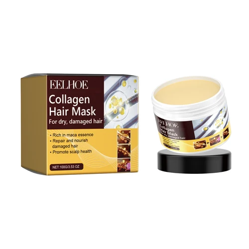 Imagen 2 del producto EELHOE-mascarilla hidratante de colágeno para el cabello, Anti Frizz, reparación del cabello liso dañado, tratamiento de rotura del cabello, mascarilla profesional para el cabello 100g