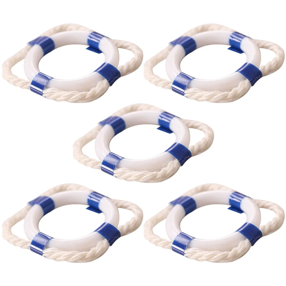 5 Pcs Mini Life Buoy Home Decor Swimming Rings Floating Object Pool Miniature House Ornament Plastic Model Table Decoration