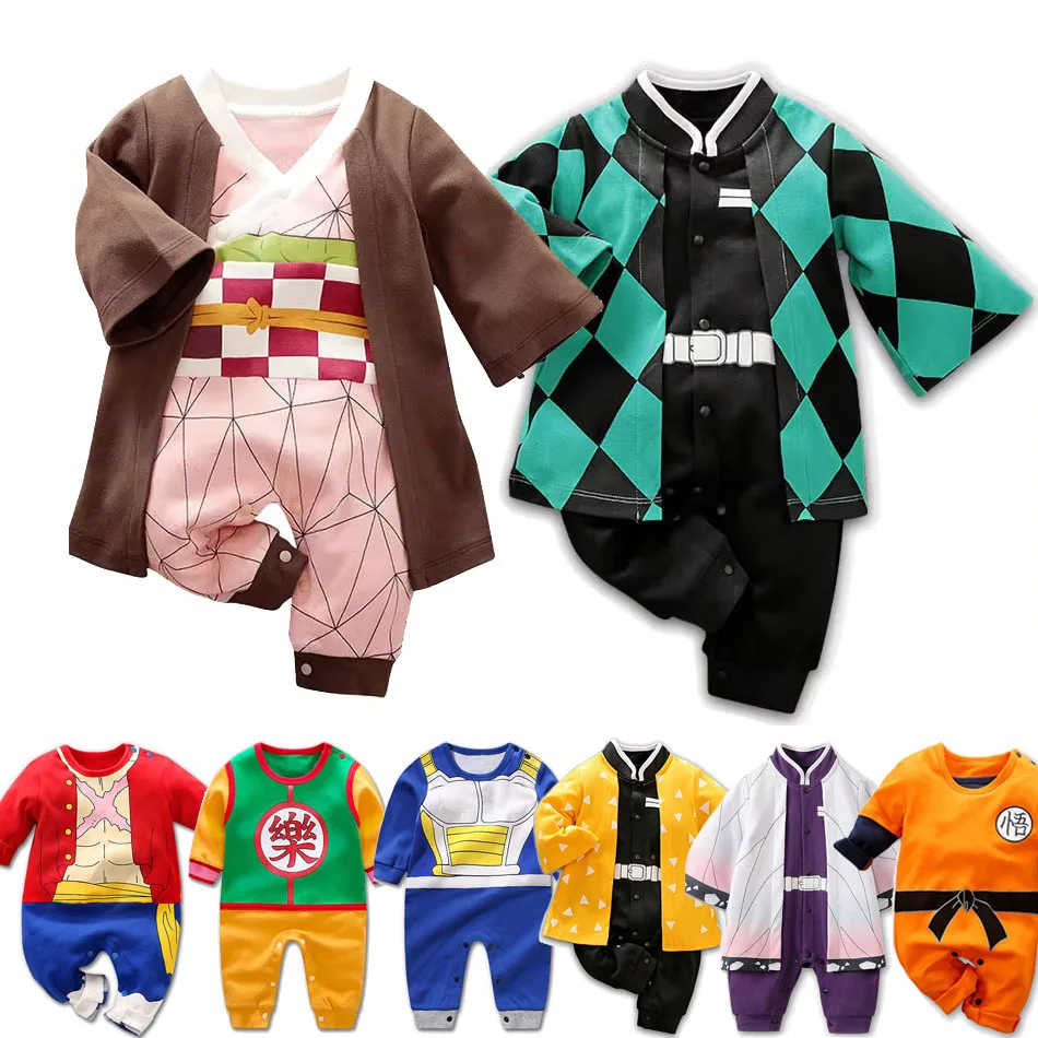 0-18 Months Anime Baby Rompers Newborn Cosplay Costume Infant Akatsuki Nezuko Tanjirou Cotton Clothes Boys Girls Kids Outfit