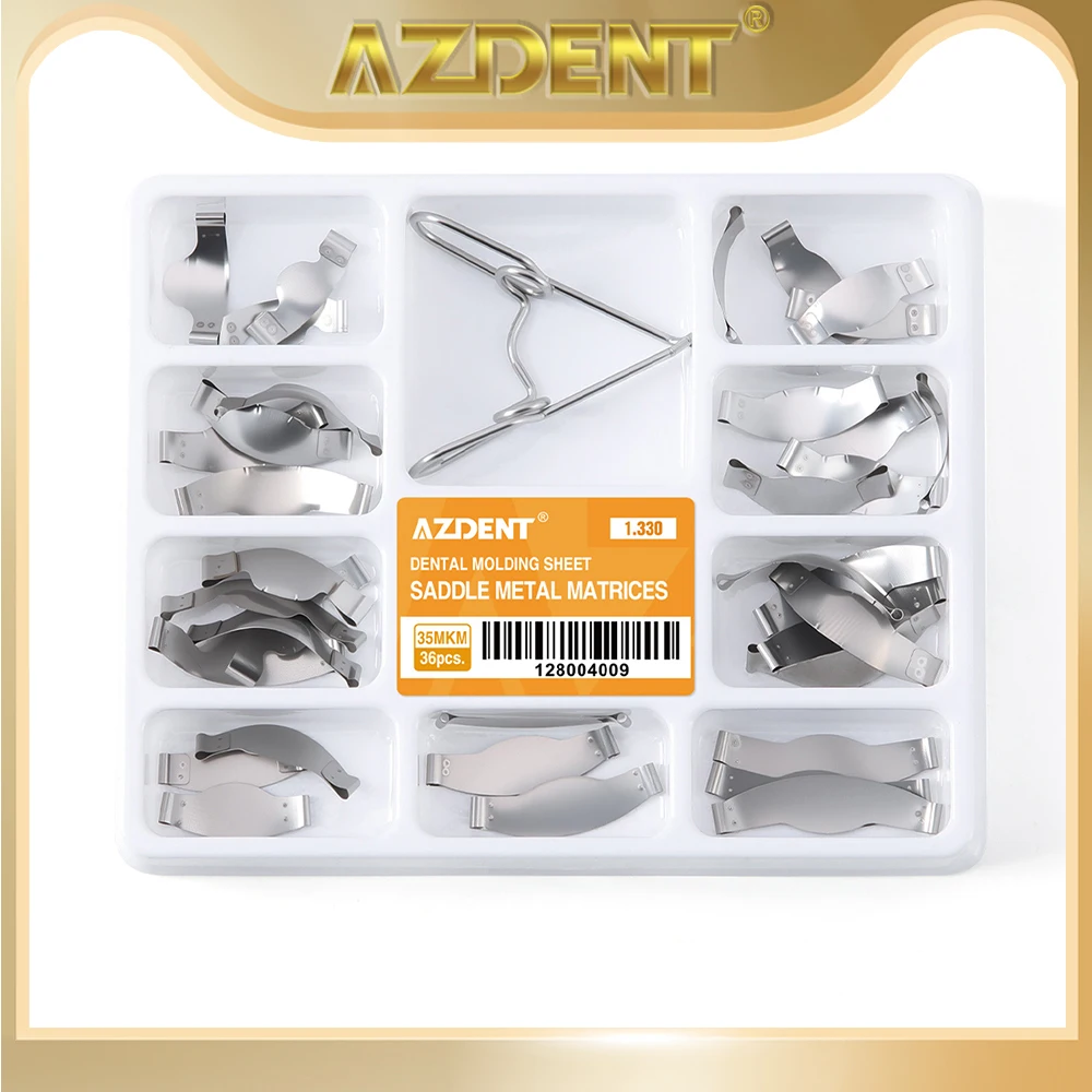 

AZDENT Dental Sectional Contoured Metal Matrices Matrix Bands Wedges S/M/L Dentistry Resin Clamping Separating Ring Lab Tools