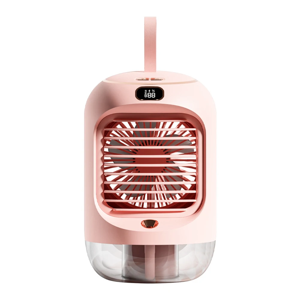 USB portable air cooler mini desktop fan with spray function and automatic oscillation compact energy saving fan for office use