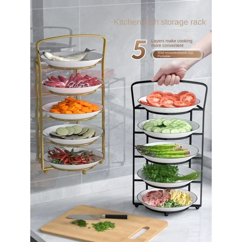 Vegetable preparation rack, kitchen vegetable storage rack, countertop, floor to floor, multi-layer vegetable rack, household di