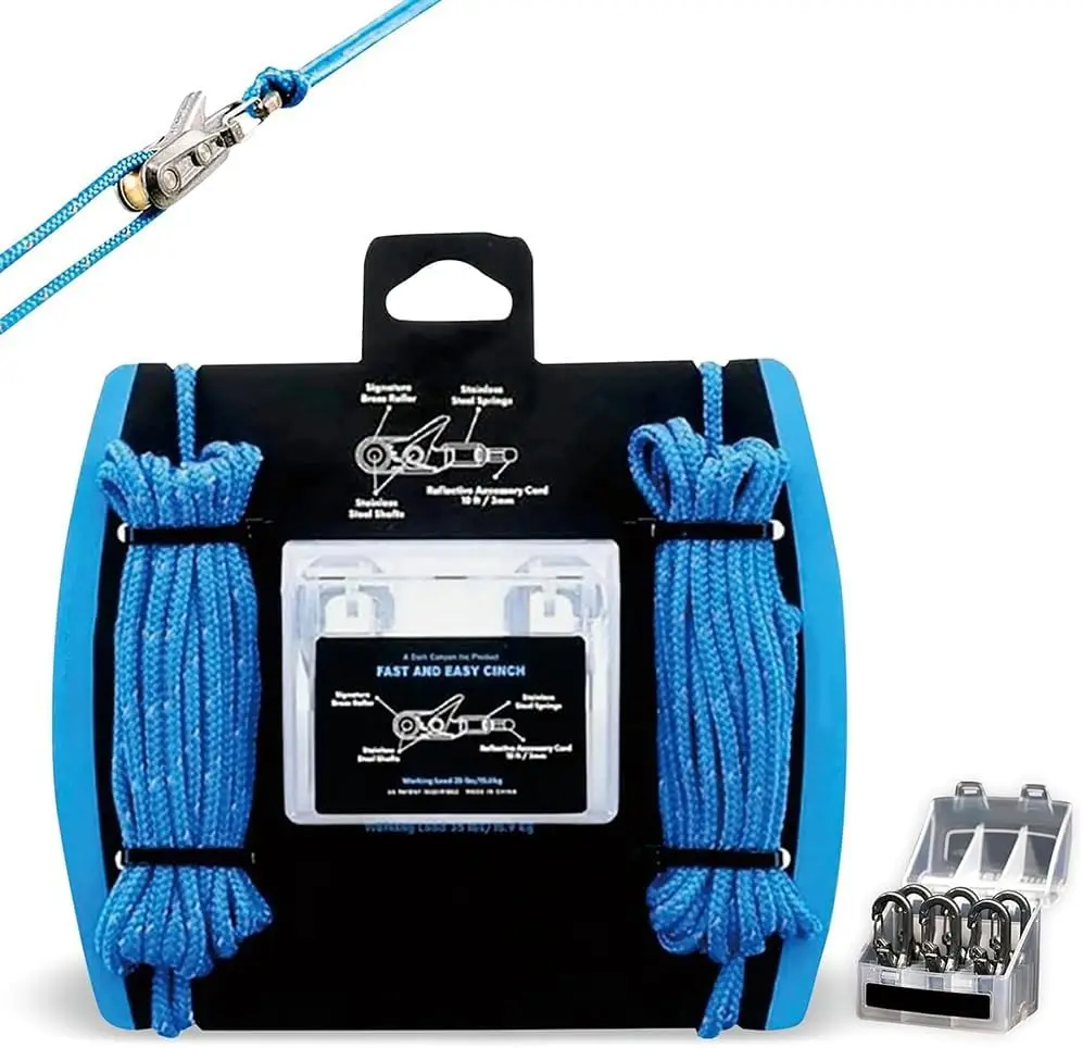 Lock Buckle Ropes with Roller Tensioner Non-Slip Heavy-Duty Tie Down Rope Quick Adjust Easy Operation Paracord Adjusters Camping