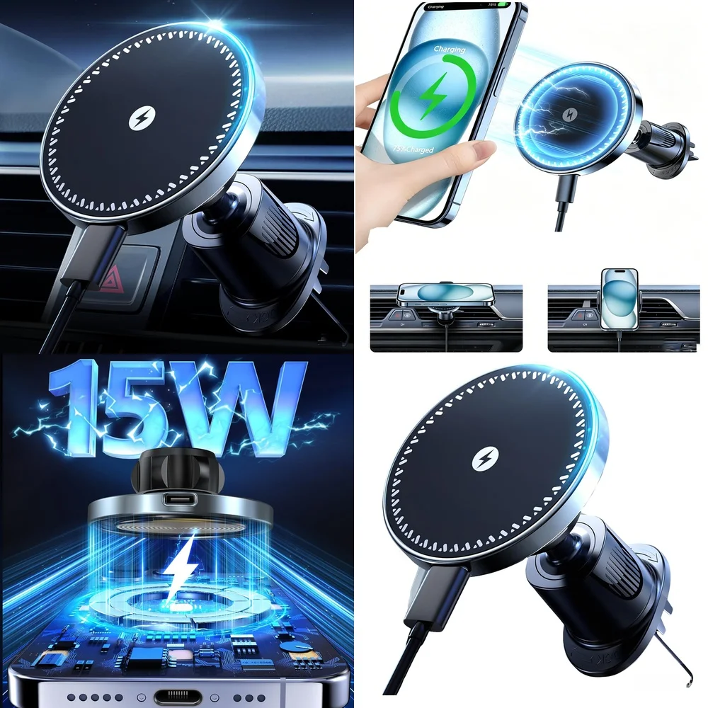 New Electronic Accessories Trend Magnetic Wireless Car Charger Air Vent Car Phone Holder Consumer Electronics Trending Product