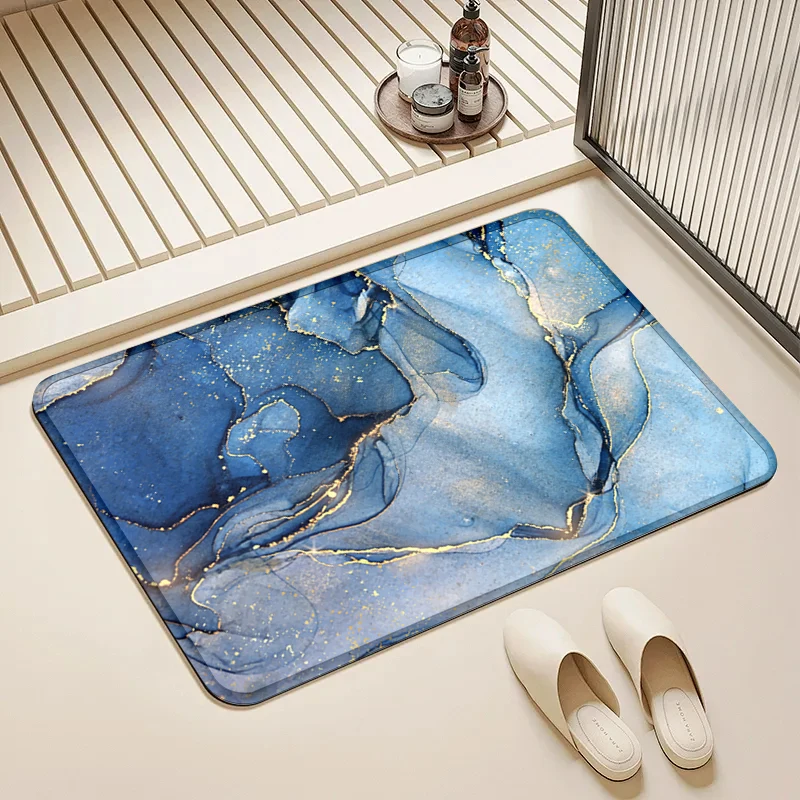 

Blue Gold Marble Doormat Non-Slip Floor Mat Home Entrance Door Rug Luxury Style Decor Kitchen Bathroom Supplies