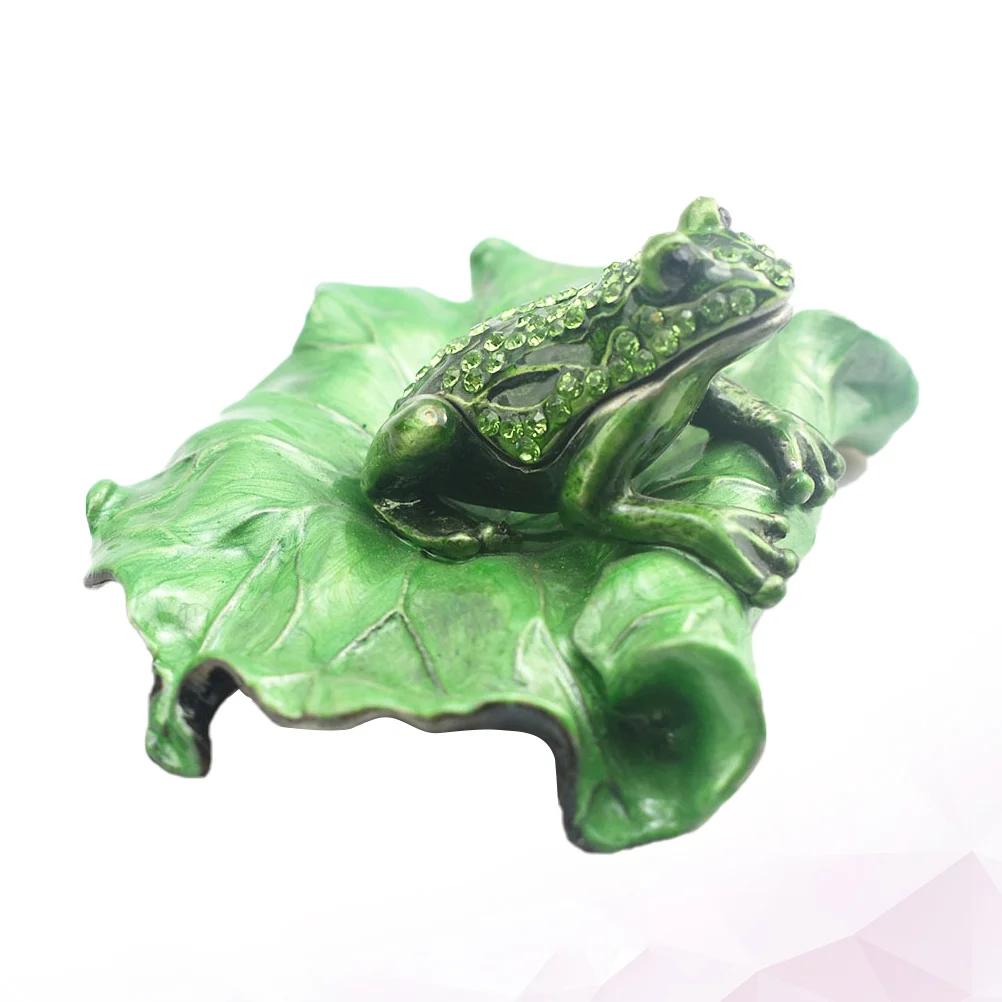 

Frog Crafts Jewelry Container Lotus Leaf Creative Desktop Ornament Shape Decoration Office